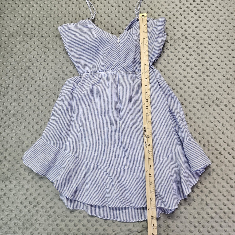 Karina Grimaldi Blue Striped Summer Linen Dress Sz. M - Picture 4 of 12